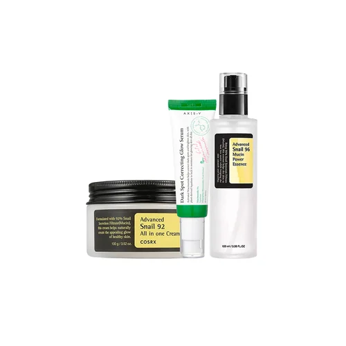 Glass Skin Magical Combo: Cosrx Snail 96 Essence & 92 Cream 100ml, Axis-Y Glow Serum 50ml