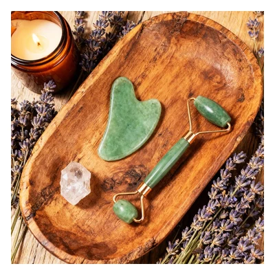 Jade Roller Gua Sha Set - (Green Colour)