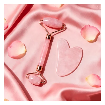 Jade Roller Gua Sha Set - (Pink Colour)