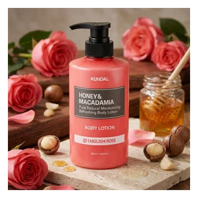 Kundal Honey & Macadamia Refreshing Body Lotion (English Rose) - 500ml