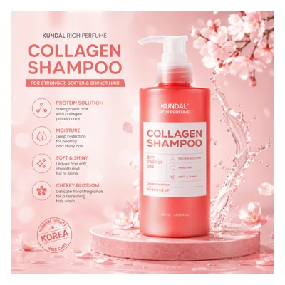 Kundal Rich Perfume Collagen Shampoo (Cherry Blossom) - 400ml