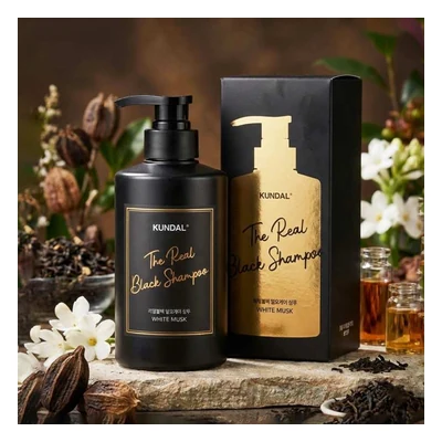 Kundal The Real Color Coating Black Shampoo (White Musk) - 500ml