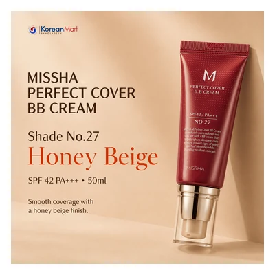 Missha M Perfect Cover BB Cream shade no#27 SPF 42 PA+++ (Honey Beige) - 50ml