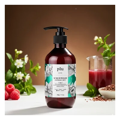 Plu 2i In 1 Body Scrub Wash Raspberry Mint - 500g
