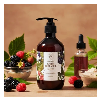 Plu Spa Scrub Body Wash (Botanical Berry) - 500g