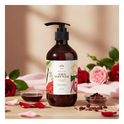 Plu Spa Scrub Body Wash (Damask Rose) - 500ml