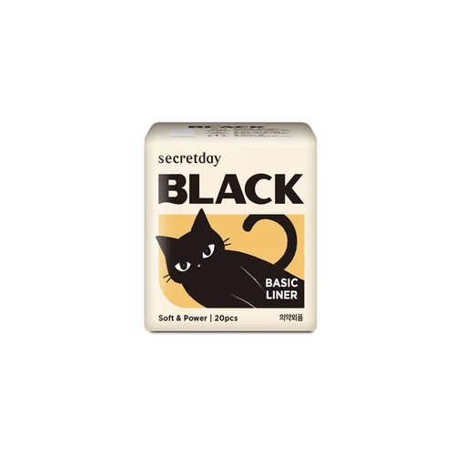 Secretday Black Sanitary Pads Basic Liner 20pcs