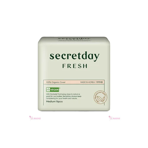 Secretday Vegan Certified Organic Fresh Sanitary Pads Medium 16P