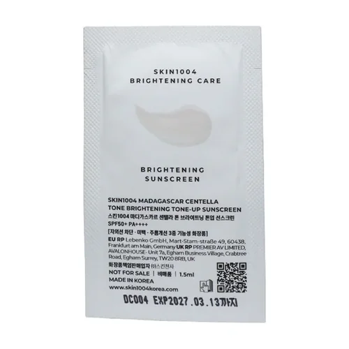 SKIN1004 Madagascar Centella Tone Brightening Tone-Up Sunscreen SPF 50+ PA++++ 1.5 ml